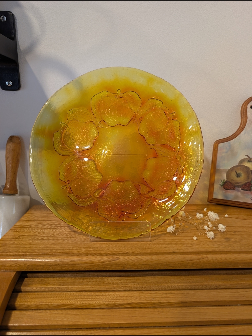Amber Glass Floral Charger Plate - Picture 2 of 7